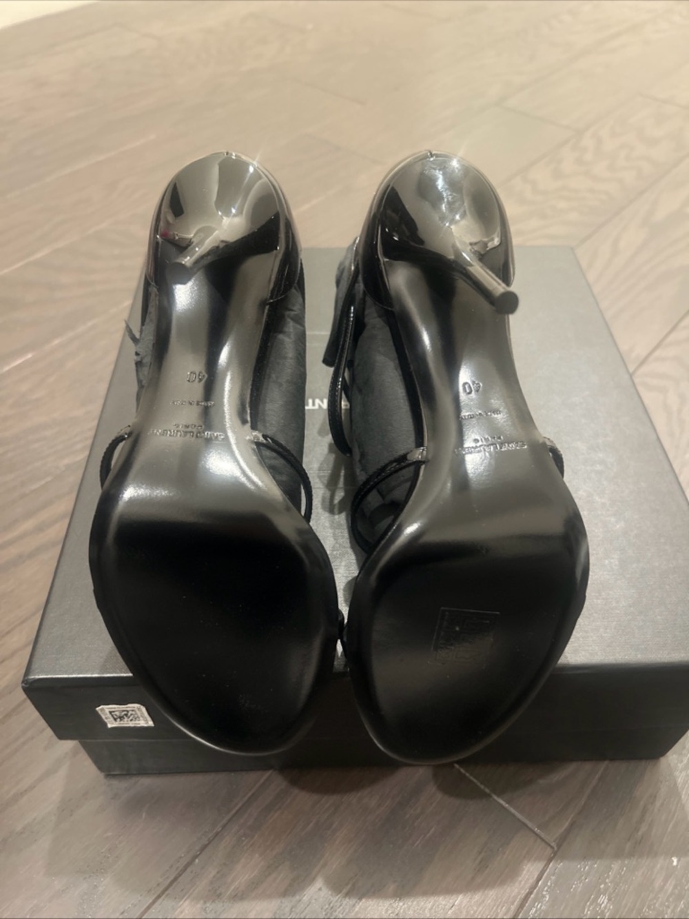 Saint Laurent YSL Cassandra 100 Patent Leather Sandals Heel Black 39 & 40 $1450 - Picture 7 of 8